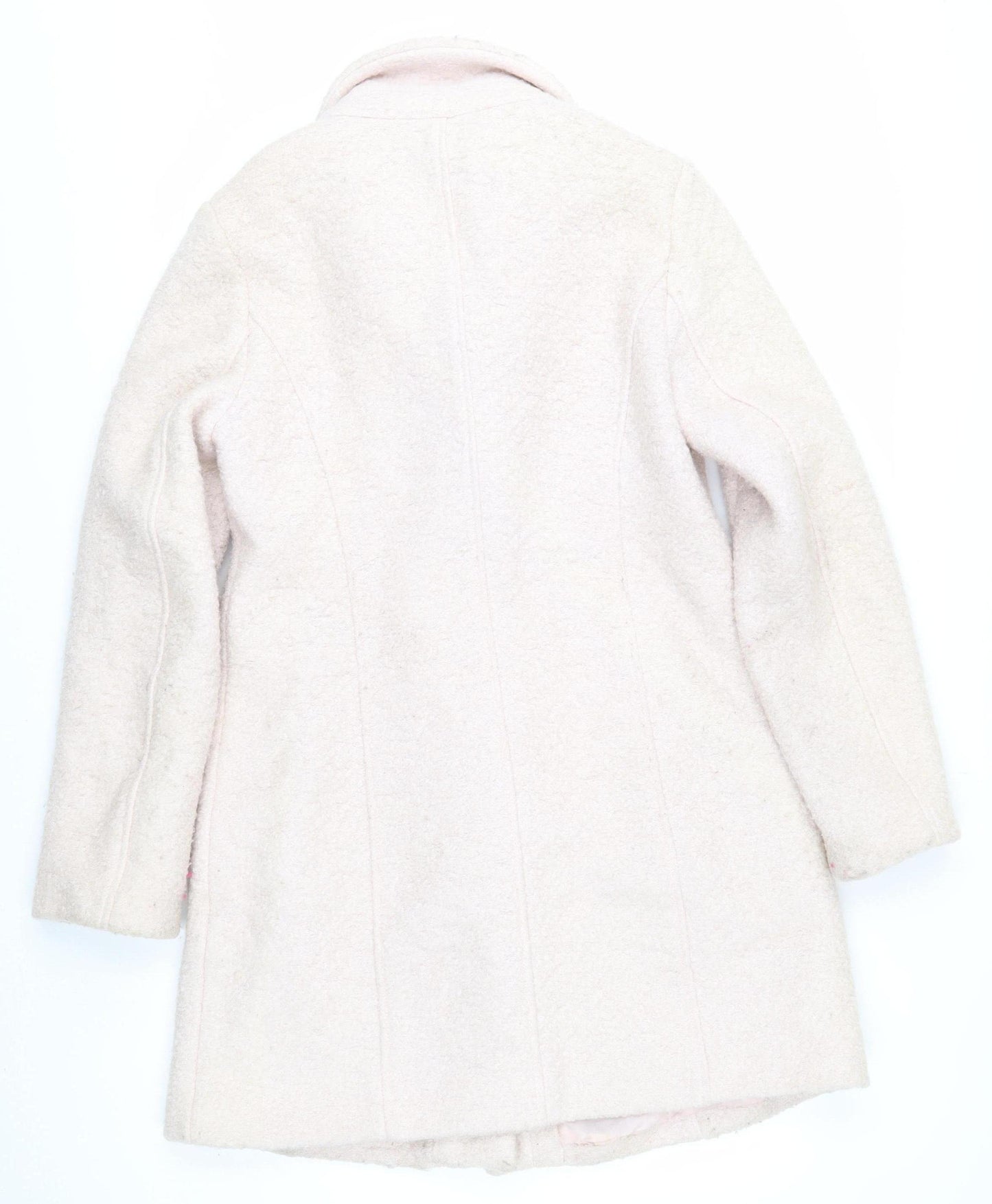 New Look Women's Ivory Wool Blend Overcoat Size 12