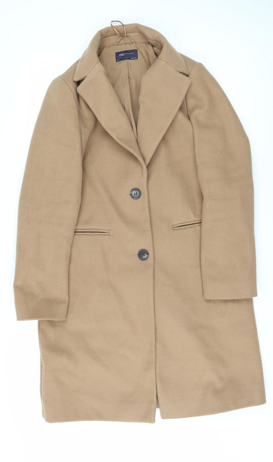 Marks and Spencer Women's Beige Wool Overcoat Size 12