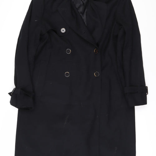 Women's Black Wool Blend Trench Coat Size 6