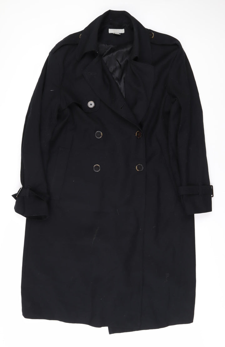 Women's Black Wool Blend Trench Coat Size 6
