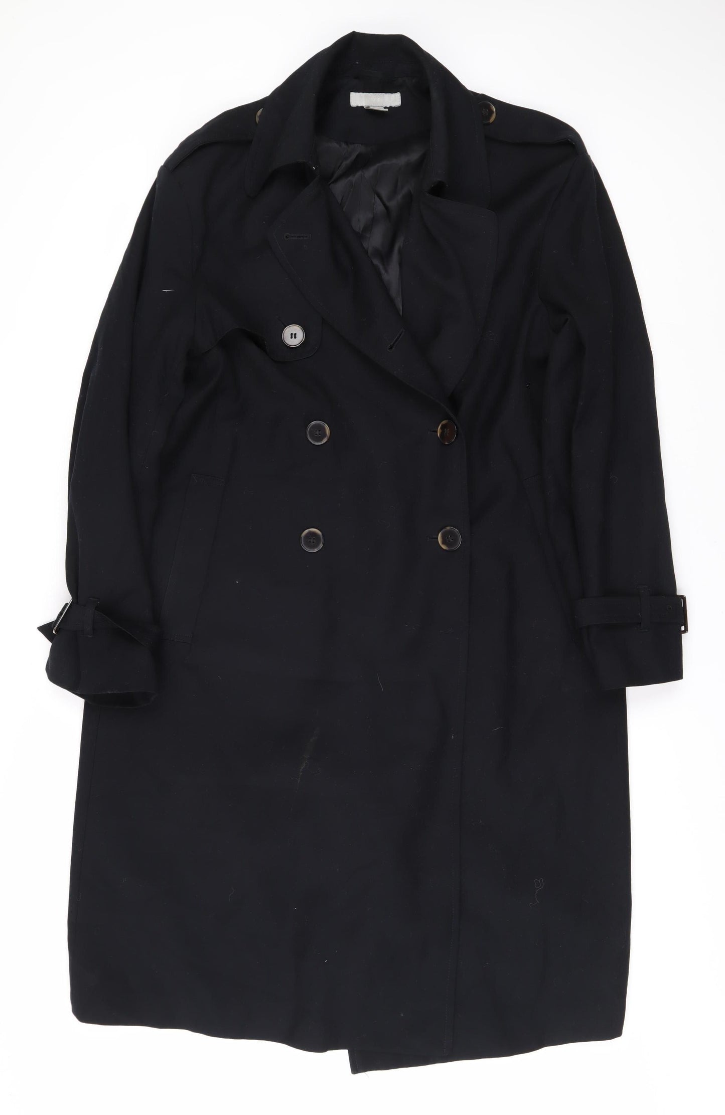 Women's Black Wool Blend Trench Coat Size 6