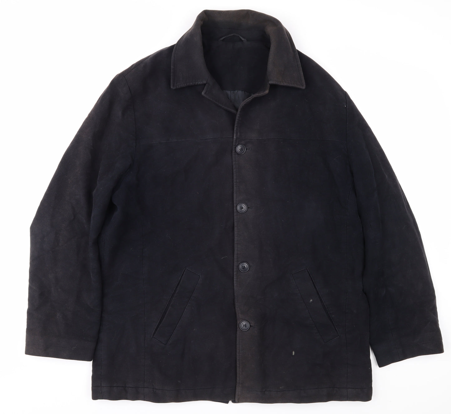 Baker Street Men's Black Overcoat, Medium, Cotton, Casual