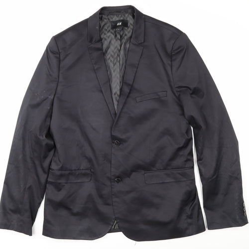 H&M Men's Black Blazer, 44R Cotton-Polyester