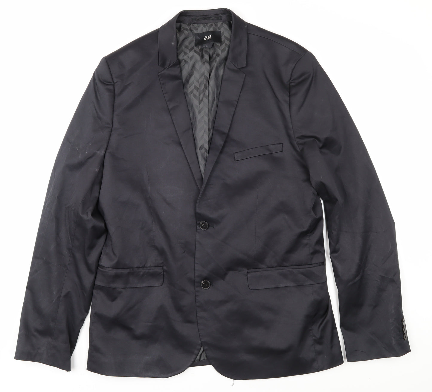 H&M Men's Black Blazer, 44R Cotton-Polyester