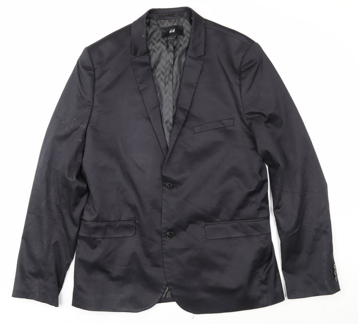 H&M Men's Black Blazer, 44R Cotton-Polyester