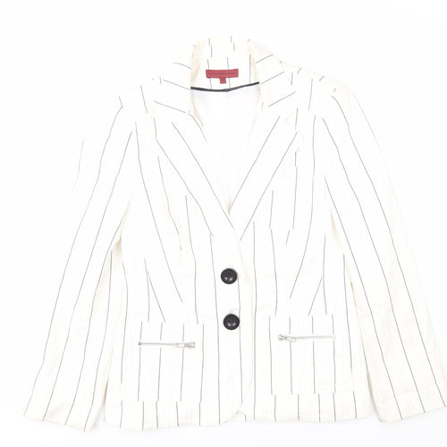 John Richmond Women’s White Pinstripe Suit Jacket Size 12