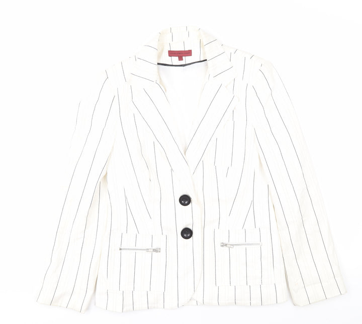 John Richmond Women’s White Pinstripe Suit Jacket Size 12
