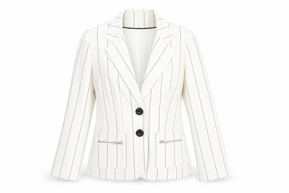 John Richmond Women’s White Pinstripe Suit Jacket Size 12