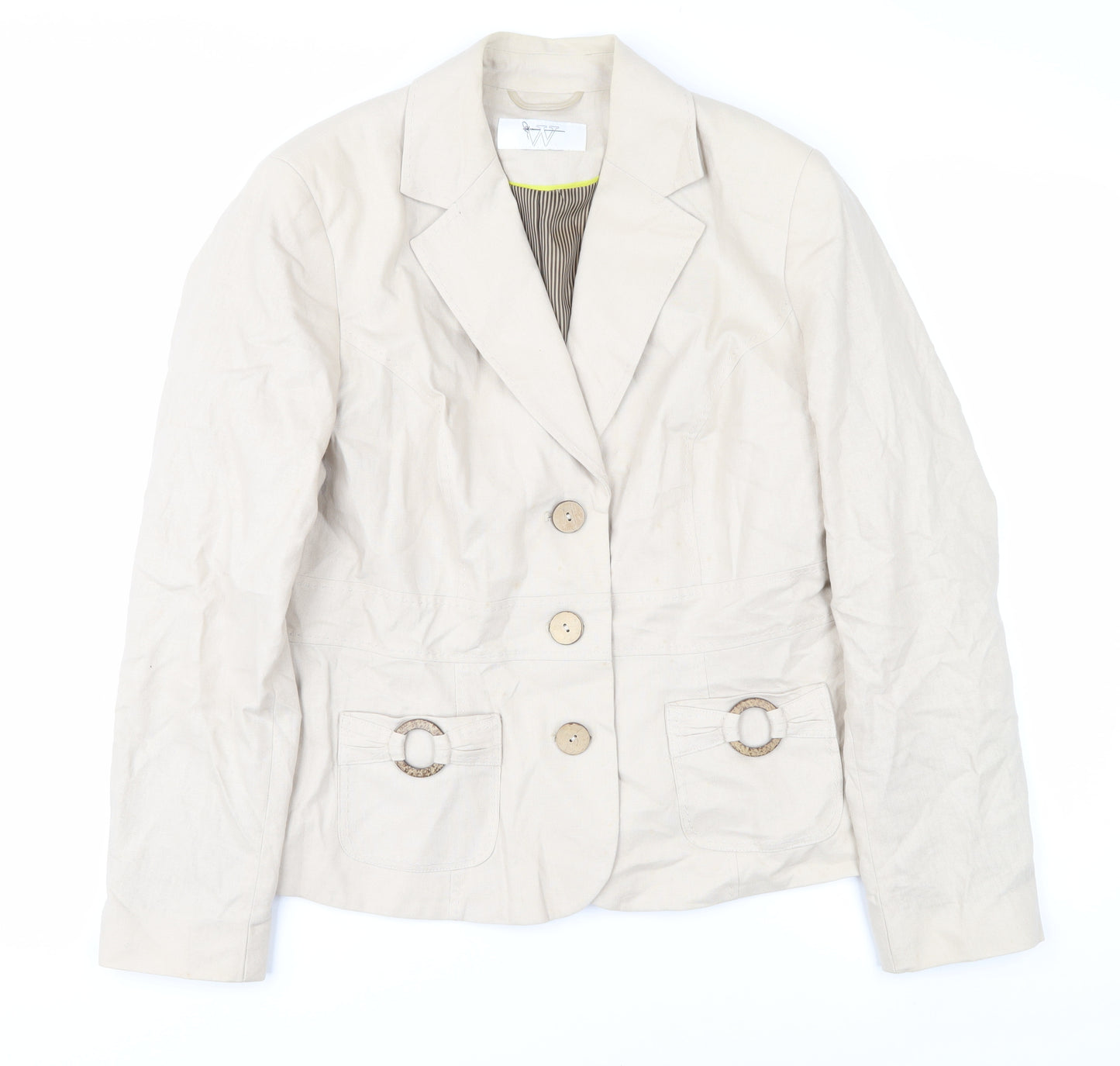 BHS Women’s Beige Blazer Jacket Size 16 Casual