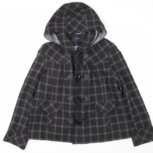 Debenhams Women's Grey Check Duffle Coat UK 16