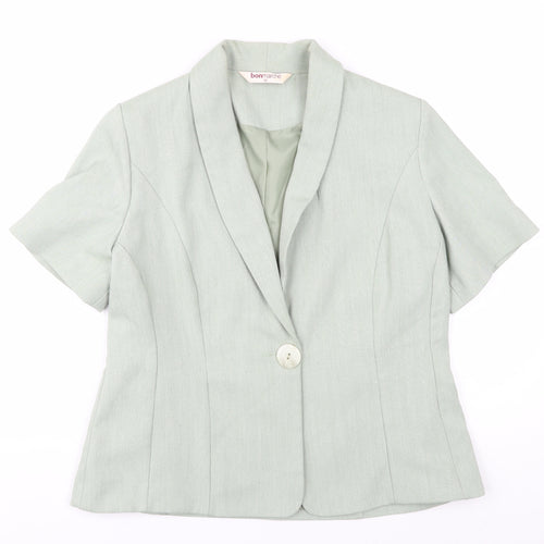 Bonmarché Women's Green Blazer Size 12 Herringbone Lined