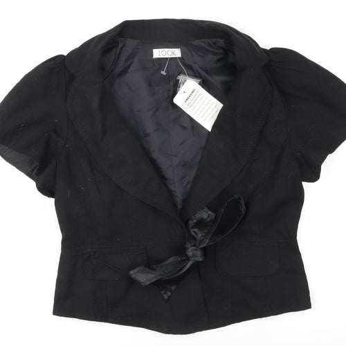 LOOK Women's Black Short Sleeve Wrap Blouse UK 12