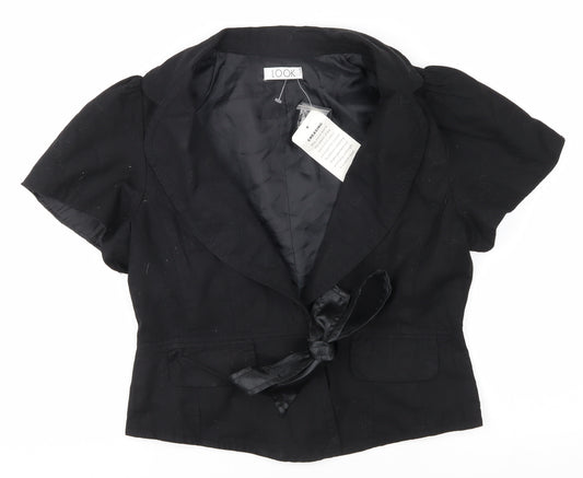 LOOK Women's Black Short Sleeve Wrap Blouse UK 12