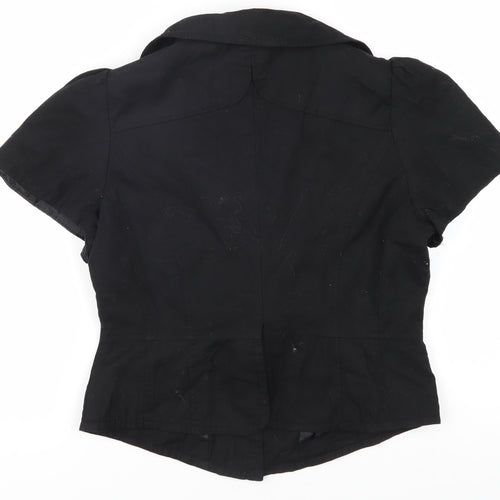 LOOK Women's Black Short Sleeve Wrap Blouse UK 12