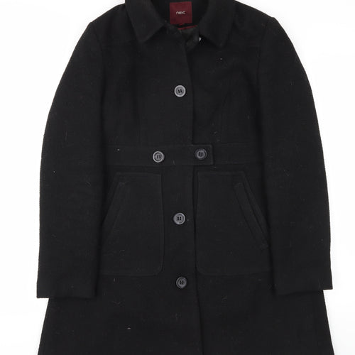 Next Women's Black Wool Overcoat Size 12 Classic