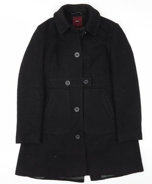 Next Women's Black Wool Overcoat Size 12 Classic