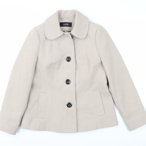 Petite Women's Beige Pea Coat - Size 10, Classic Style