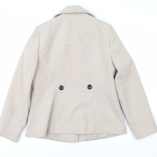 Petite Women's Beige Pea Coat - Size 10, Classic Style