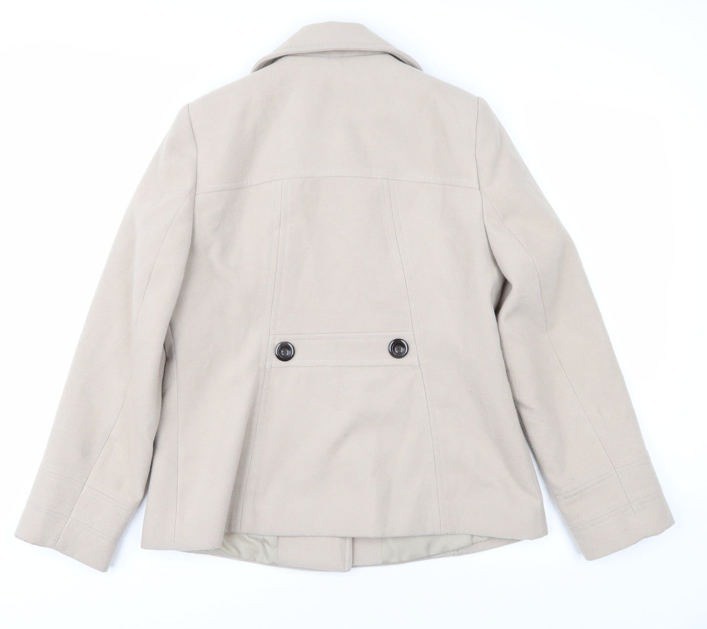 Petite Women's Beige Pea Coat - Size 10, Classic Style