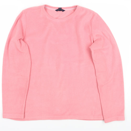 Lands' End Women Pink Long Sleeve Fleece T-Shirt M