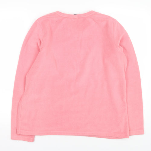 Lands' End Women Pink Long Sleeve Fleece T-Shirt M