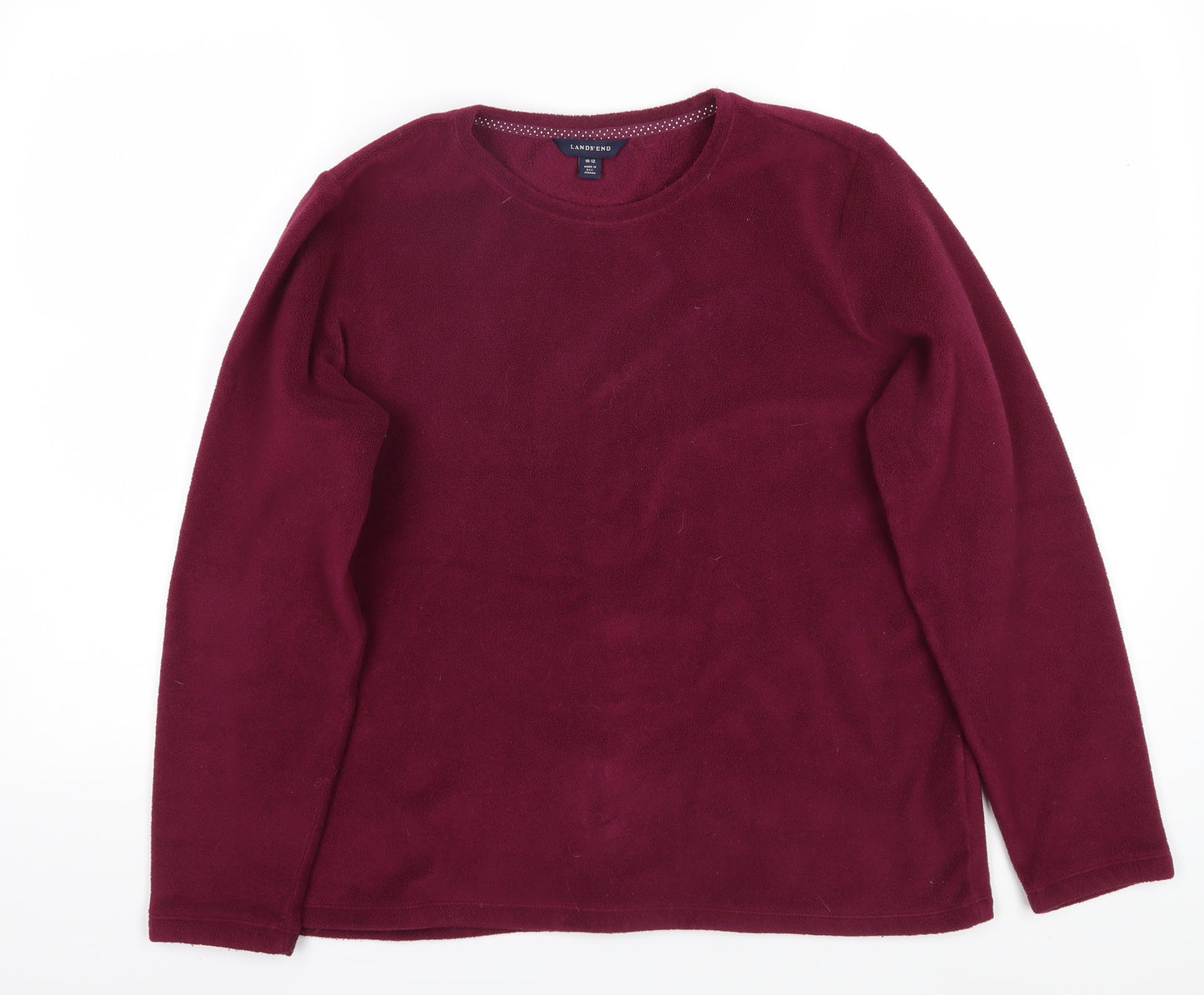 Lands' End Women's Red Fleece Top, M, Winter Casual Pullover