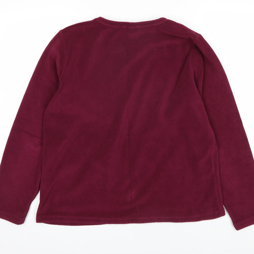 Lands' End Women's Red Fleece Top, M, Winter Casual Pullover