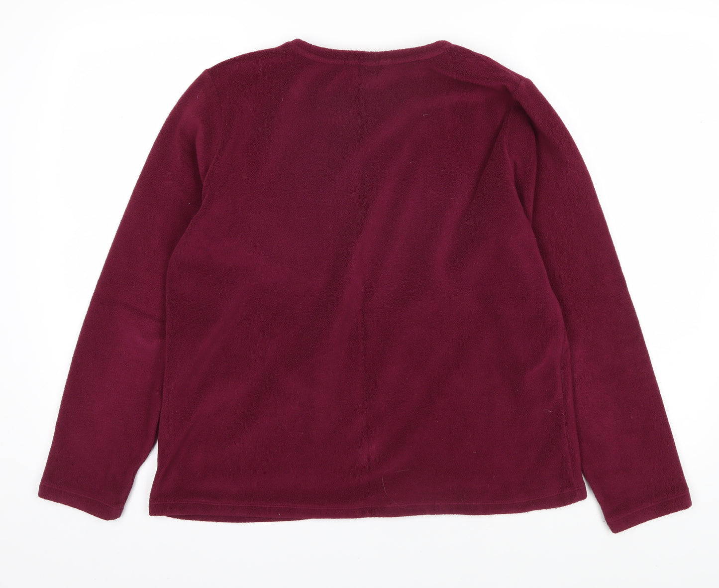 Lands' End Women's Red Fleece Top, M, Winter Casual Pullover