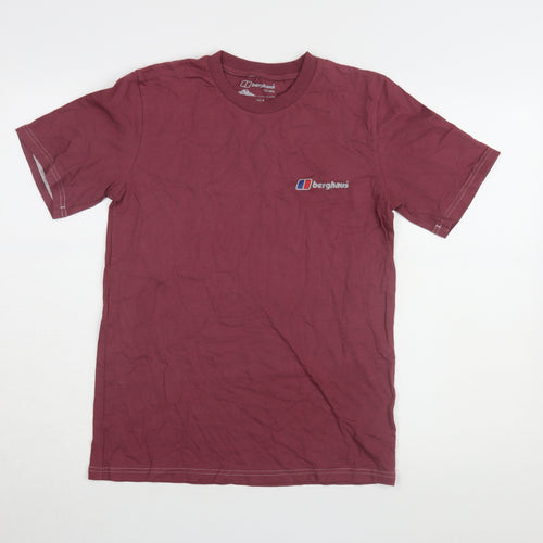 Berghaus Men's Red Crew Neck T-Shirt, S, Logo, Organic Cotton