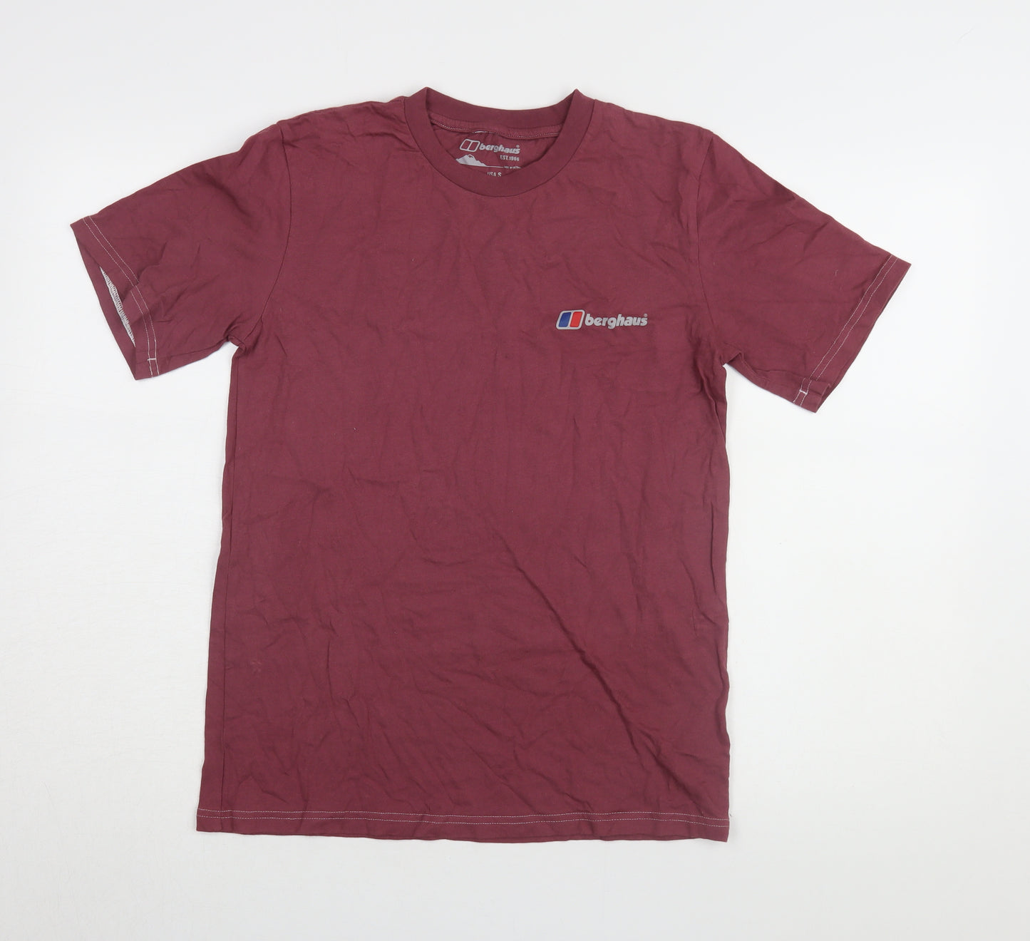 Berghaus Men's Red Crew Neck T-Shirt, S, Logo, Organic Cotton