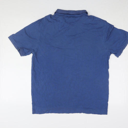Calvin Klein Men's Blue Polo Shirt - L, Casual Cotton