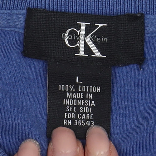 Calvin Klein Men's Blue Polo Shirt - L, Casual Cotton