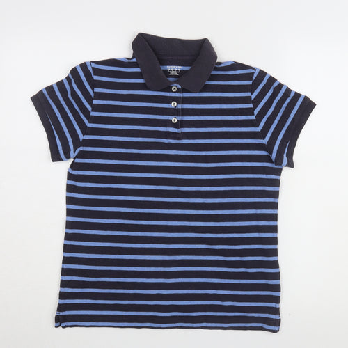 Lands' End Men's Blue Striped Polo Shirt Size S