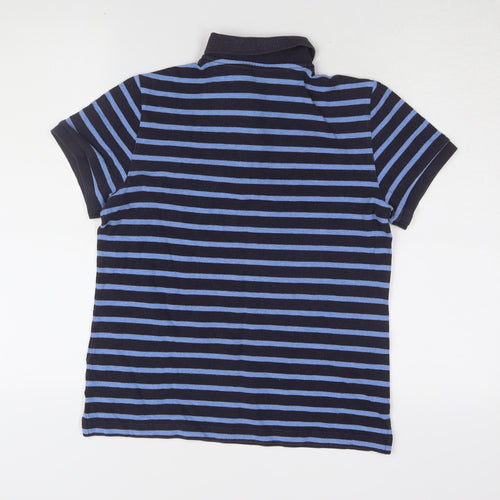 Lands' End Men's Blue Striped Polo Shirt Size S