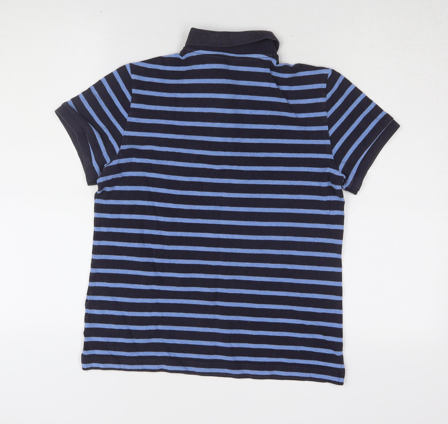 Lands' End Men's Blue Striped Polo Shirt Size S