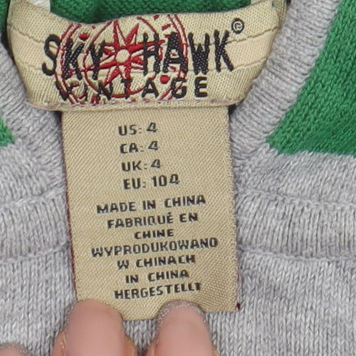 Skyhawk Village Boys Green Striped Hoodie - Size 4 Years