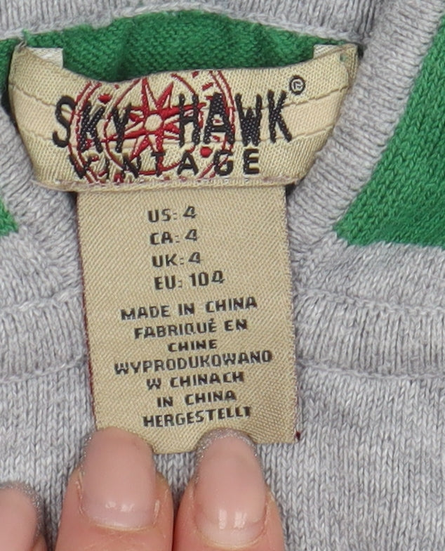 Skyhawk Village Boys Green Striped Hoodie - Size 4 Years