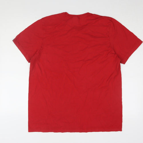 Adidas Men's Red Crew Neck Logo T-Shirt Size L