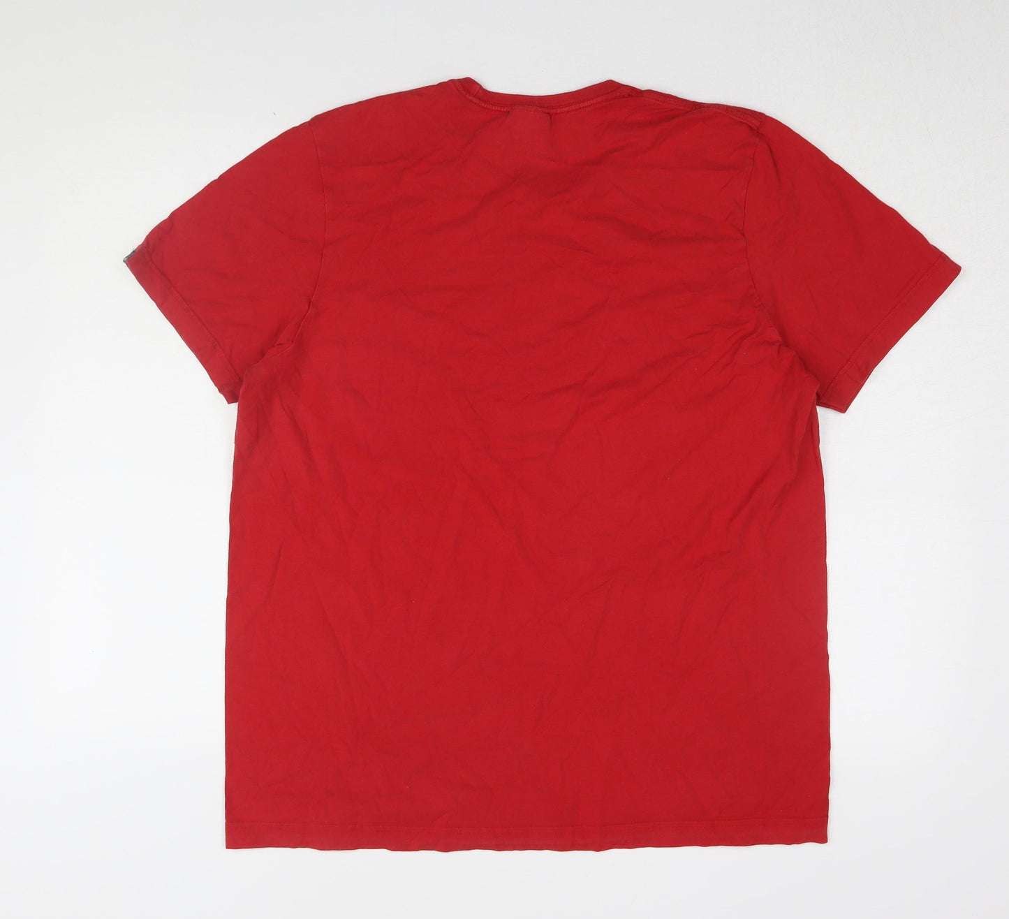 Adidas Men's Red Crew Neck Logo T-Shirt Size L