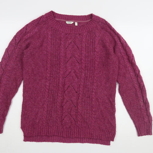 Fat Face Women's Pink Cable-Knit Jumper Size 14