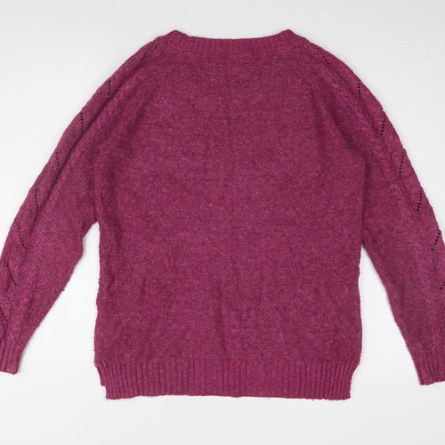 Fat Face Women's Pink Cable-Knit Jumper Size 14