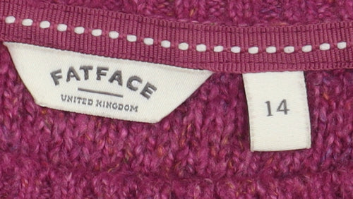 Fat Face Women's Pink Cable-Knit Jumper Size 14