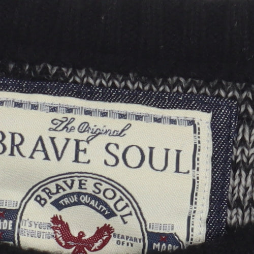 Brave Soul Men's Black XXS Pullover Jumper Crew Neck