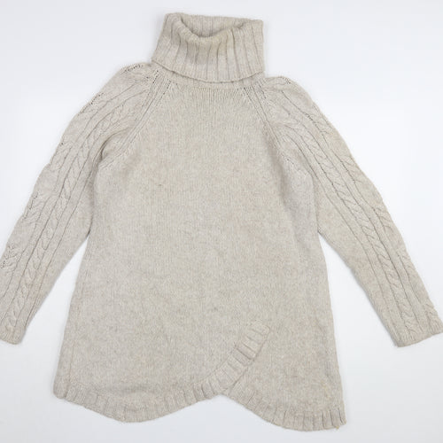 Noa Noa Women's Beige Roll Neck Cable Knit Jumper - Size L