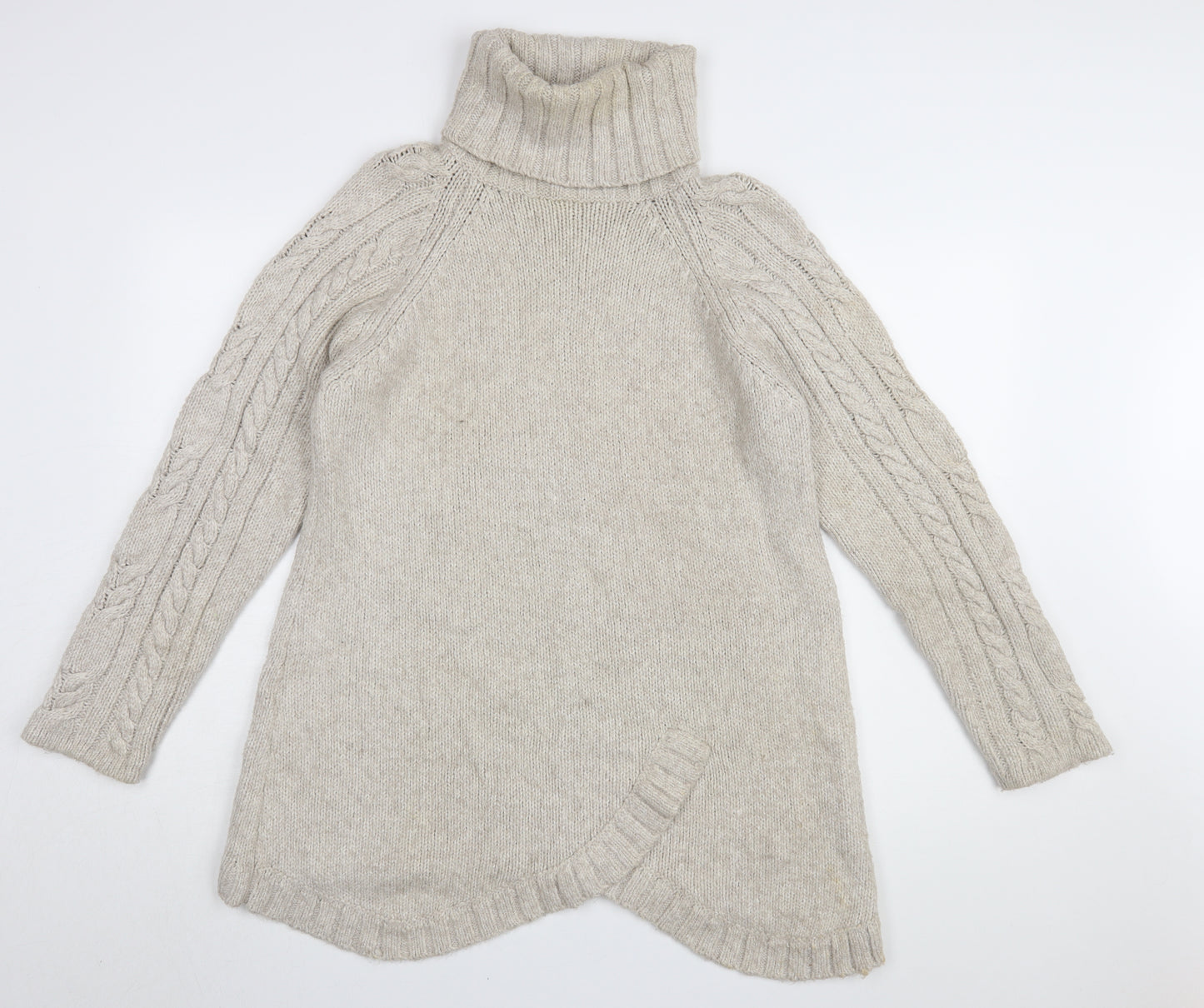 Noa Noa Women's Beige Roll Neck Cable Knit Jumper - Size L