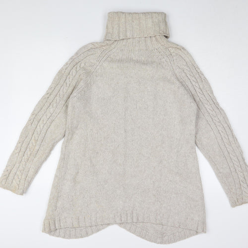 Noa Noa Women's Beige Roll Neck Cable Knit Jumper - Size L