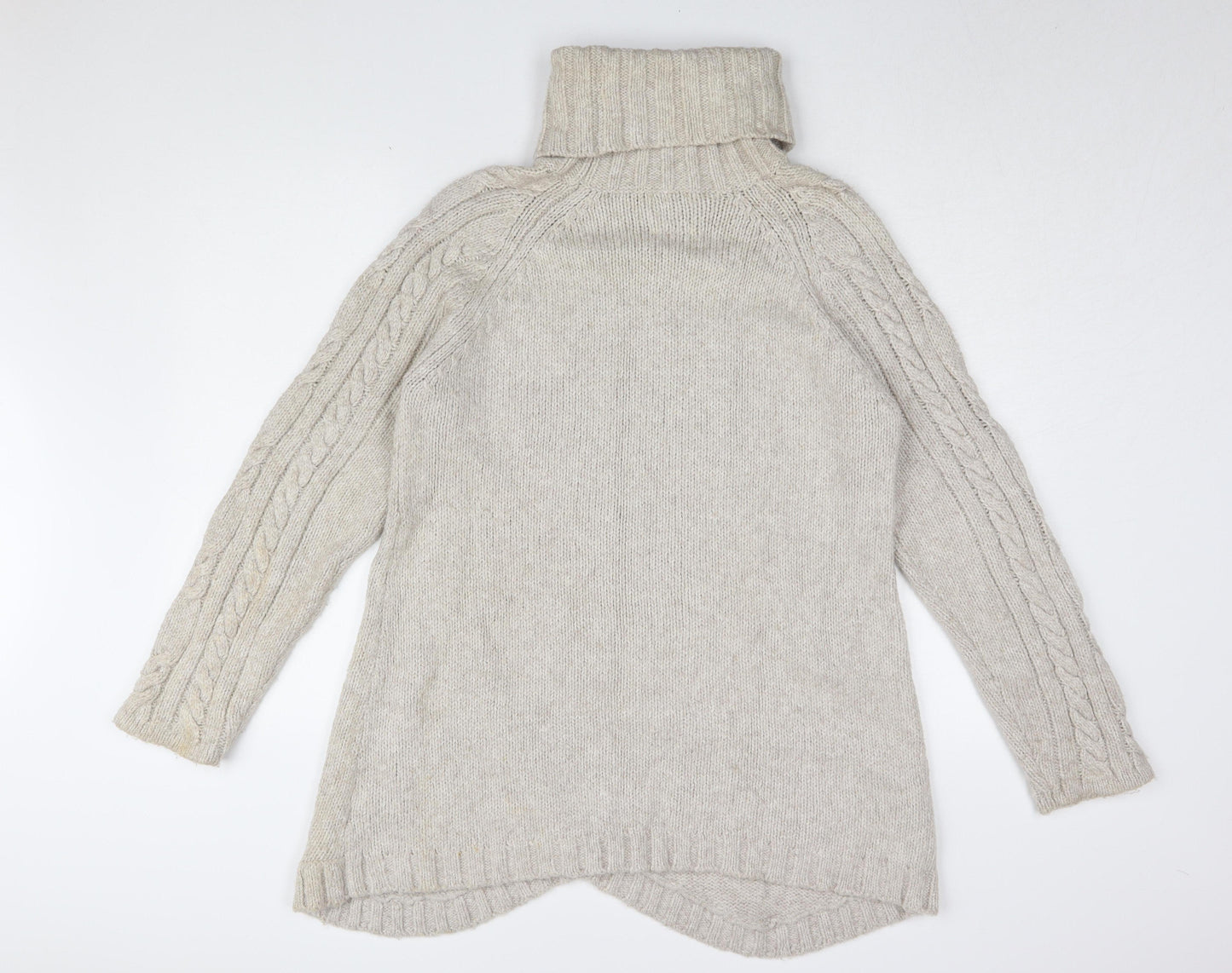 Noa Noa Women's Beige Roll Neck Cable Knit Jumper - Size L