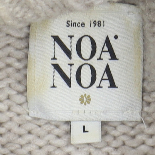 Noa Noa Women's Beige Roll Neck Cable Knit Jumper - Size L