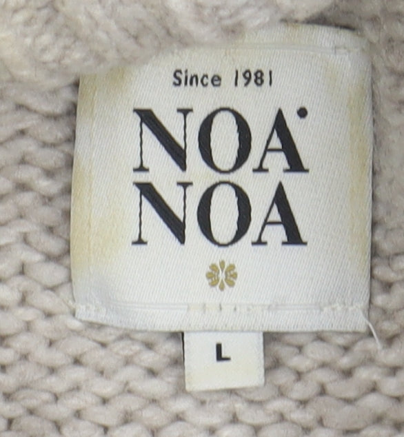 Noa Noa Women's Beige Roll Neck Cable Knit Jumper - Size L