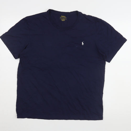 Ralph Lauren Navy Blue Men's T-Shirt, L, Cotton, Crew Neck